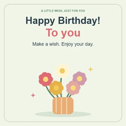 Happy birthday GIF — a colorful flower bouquet gently swaying inside a keepsake vase